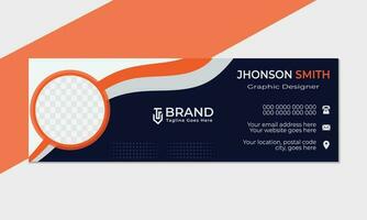 minimal style email signature card template in horizontal design vector