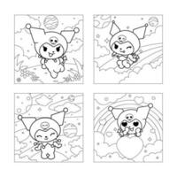 Cute Witch Rabbit Coloring Book Collection vector