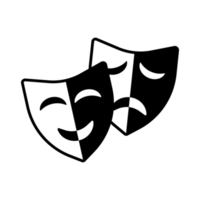 simple comedy and tragedy masks icon png