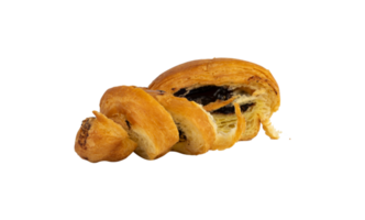 Croissant bread unraveled filled with chocolate png