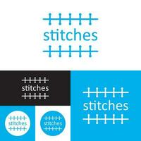 Stitches Logo. Blue , black and White color. Vector Illustration. Abstract textile logo template.Textile Mark. Simple and minimal.