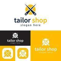 Tailor Shop Logo. Yellow , black and White color. Vector Illustration. Abstract textile logo template.Textile Mark. Simple and minimal.