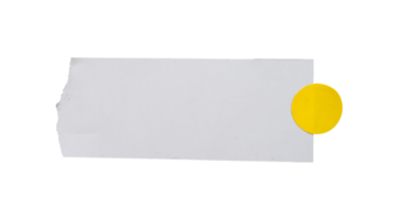 Ripped paper with round yellow label sticker isolated. Blank paper for mockups and copy space png