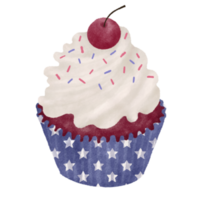 Watercolor 4th of July cupcake png