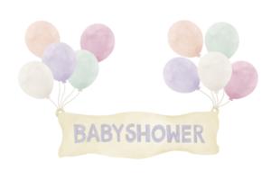 Baby boy shower banner watercolor illustration png