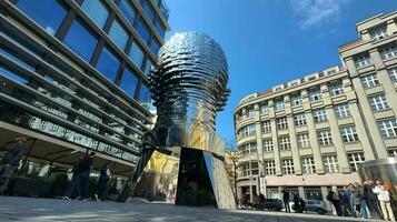 time-lapse of Franz Kafka head in Prague video