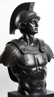 Ancient Roman legionary in armor. White background, isolate. . photo