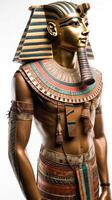 Warrior, Egyptian ancient soldier in armor. White background, isolate. . photo