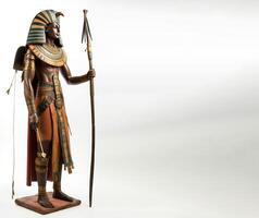 Warrior, Egyptian ancient soldier in armor. White background, isolate. . photo