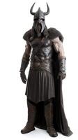Warrior, Scandinavian navigator in armor. White background, isolate. . photo