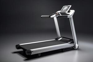 Sports simulator treadmill, isolate, dark background. . photo