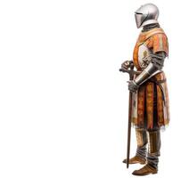 Warrior, British knight in armor, the best soldiers in the world. White background, isolate. . photo