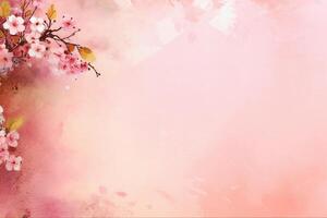 light pink background paper texture tiny petal flower painting in watercolor style. photo