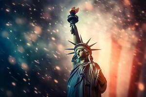 A blurred independense day, divine sky abstract background with bokeh glow, Illustration, photo