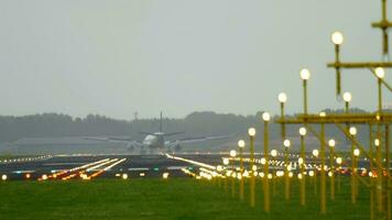 AMSTERDAM, THE NETHERLANDS JULY 28, 2017 - Delta Airlines Airbus 330 taxiing after landing on runway 18R Polderbaan at morning. Shiphol Airport, Amsterdam, Holland video