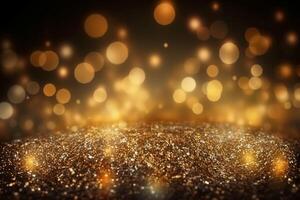 A blurred gold light, silver light abstract background with bokeh glow, Illustration. photo