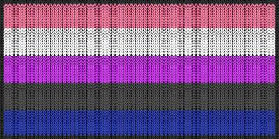 Genderfluid Flag. Pride flag illustration. Lgbt community symbol in rainbow colors. Vector backdrop for your design. LGBT FLAG WITH Knitting