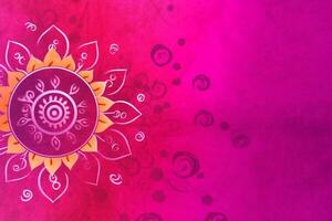 Fuchsia Crayola color background paper texture Rangoli pattern painting. photo