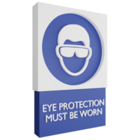 3D render eye protection must be worn sign icon isolated on transparent background, blue informative sign png
