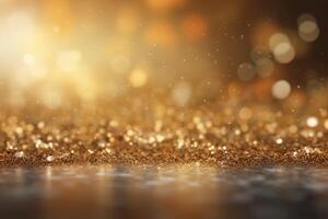 A blurred gold light, silver light abstract background with bokeh glow, Illustration. photo