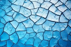 hielo invierno piso grietas azul antecedentes. ai generativo foto