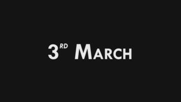 Third, 3rd March Text Cool and Modern Animation Intro Outro, Colorful Month Date Day Name, Schedule, History video