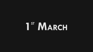 First, 1st March Text Cool and Modern Animation Intro Outro, Colorful Month Date Day Name, Schedule, History video