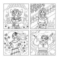 Latino Family Coloring Pages vector