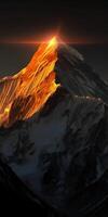 Himalaya cuando el Dom sube en primavera, el Dom es dorado naranja. ai generativo foto