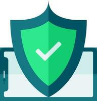 Approve Mobile Security Icon In Blue And Green Color. vector