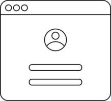 Online User Login Icon In Black Line Art. vector