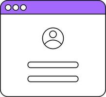 Online User Login Icon In Purple And White Color. vector