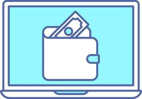 Illustration of E-Wallet In Laptop Icon. vector