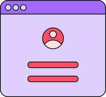 Online User Login Icon In Purple And Red Color. vector