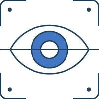 retina escáner icono en azul y blanco color. vector