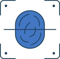 Fingerprint Scan Icon In Blue And White Color. vector