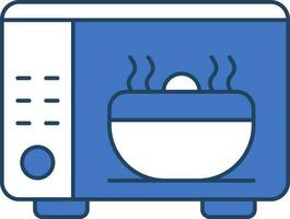 Blue And White Color Microwave Icon. vector