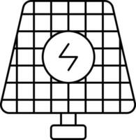 Solar Panel Icon In Black Line Art. vector