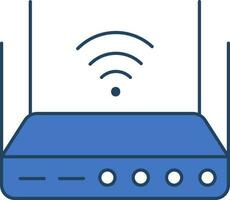 Wireless Router Icon In Blue And White Color. vector