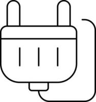 Electric Plug Icon In Black Line Art. vector