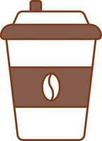 Disposable Coffee Cup Icon In Brown And White Color. vector