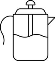 French Press Icon In Black Line Art. vector