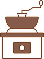 Coffee Grinder Machine Icon In Brown And White Color. vector