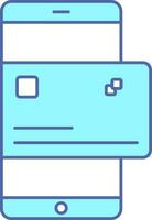 teléfono inteligente con pago tarjeta icono en plano estilo. vector