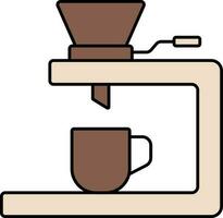 Coffee Grinder Machine Icon In Brown Color. vector