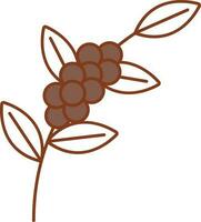 Coffee Branch Icon In Brown And White Color. vector