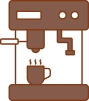 Coffee Machine Icon In Brown And White Color. vector