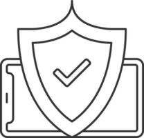 Approve Mobile Security Icon In Black Line Art. vector