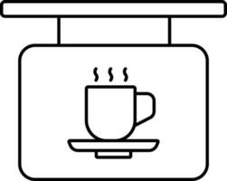 Coffee Or Cafe board Icon In Black Line Art. vector