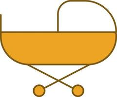 Baby Stroller Icon In Yellow And White Color. vector